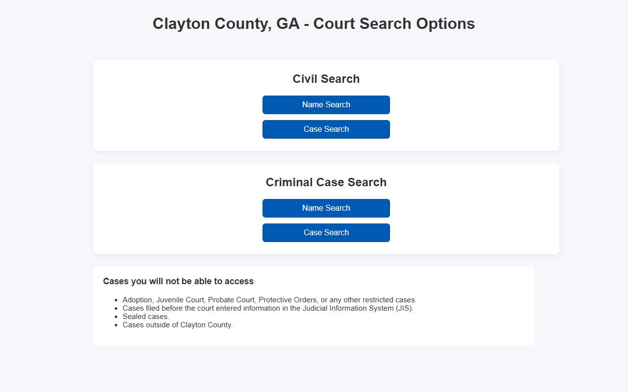 Clayton County court records after jail arrest case inquiry portal